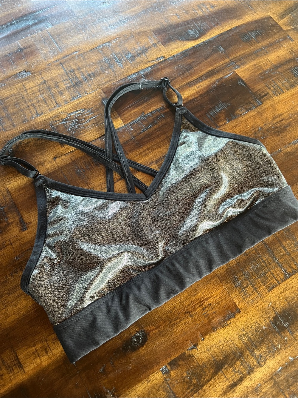 PINK Victoria's Secret Metallic Shimmery Black Sports Bralette
